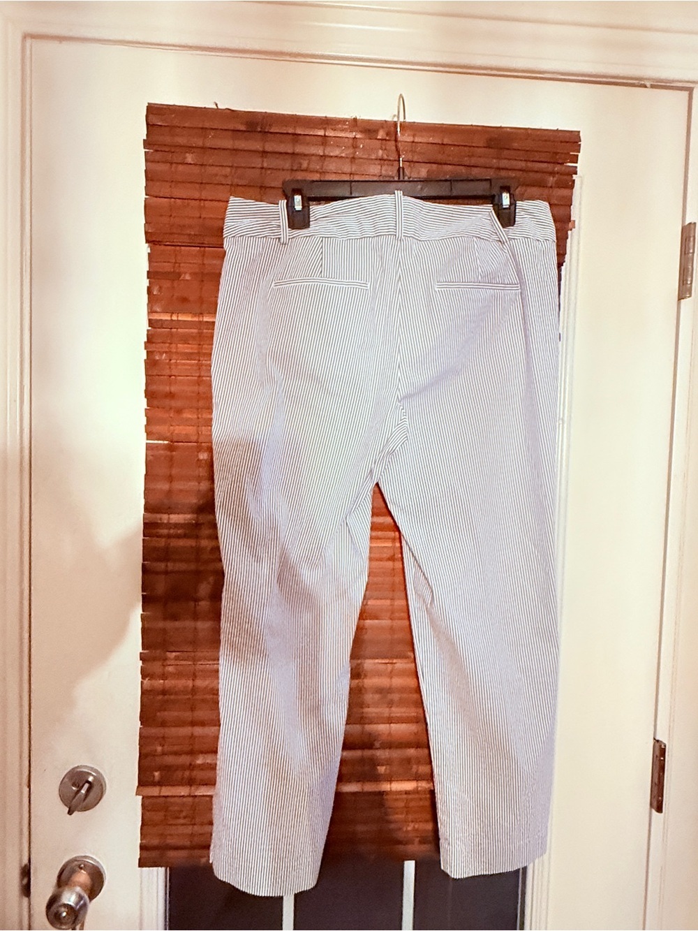 Ann Taylor The Ankle Pant in Seersucker, Ocean Oasis Stripe, Sz 8, euc - Picture 7 of 10